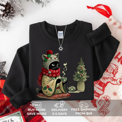 Cat with Tea Sweatshirt