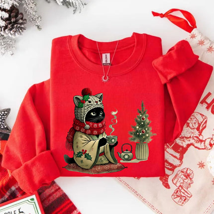 Cat with Tea Sweatshirt