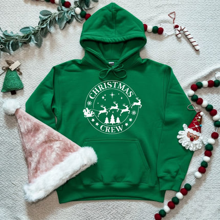 Christmas Crew Santa's Reindeer Sleigh Christmas Hoodie for Adults