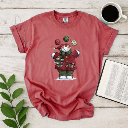 Comfort Colors Juggling Snowman Christmas T-Shirt