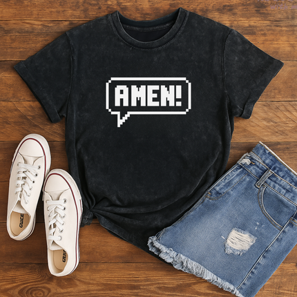 Amen Pixel Retro Christian T-Shirt