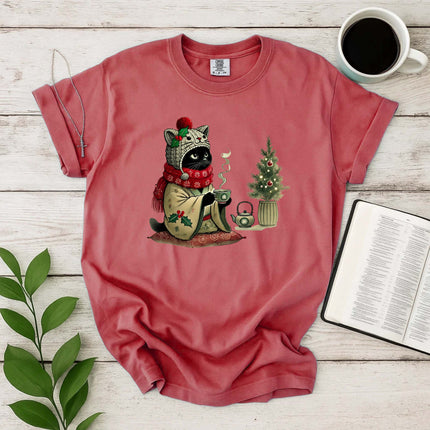 Comfort Colors Cozy Cat With Tea T-Shirt