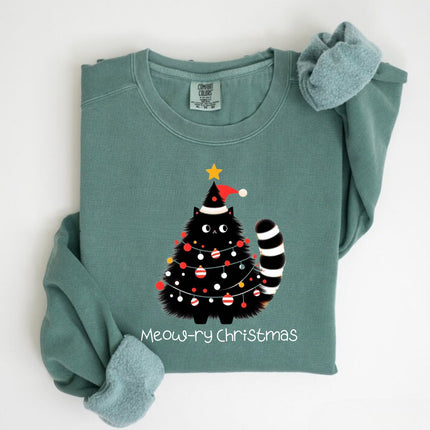 Comfort Colors Meow-ry Christmas Sweatshirt