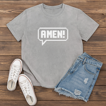 Amen Pixel Retro Christian T-Shirt