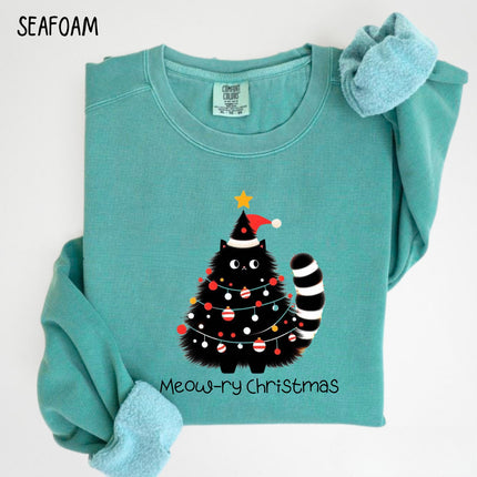Comfort Colors Meow-ry Christmas Sweatshirt