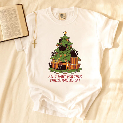 Comfort Colors All I Want for This Christmas Is Cat T-Shirt