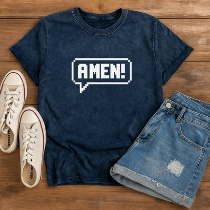 Amen Pixel Retro Christian T-Shirt