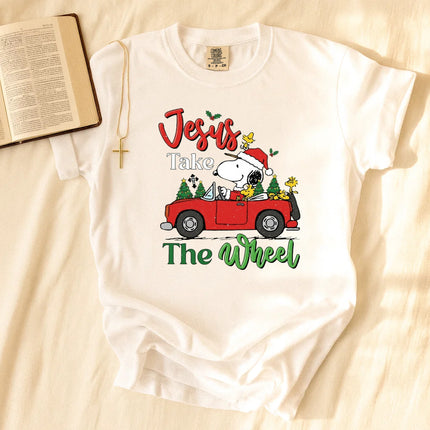 Jesus Takes The Wheel Snoopy Comfort Color T-Shirt