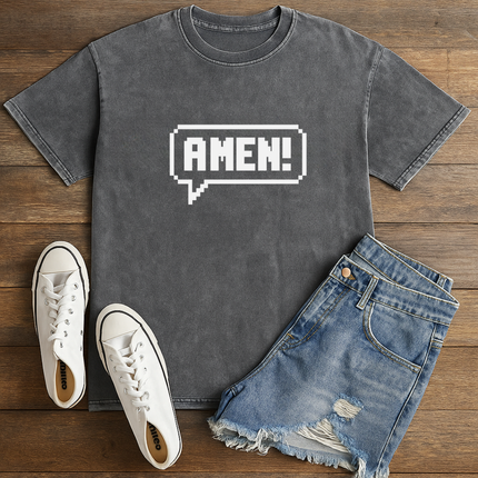 Amen Pixel Retro Christian T-Shirt