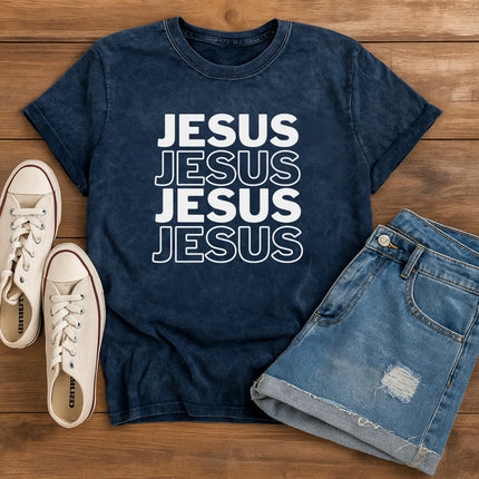 Vintage Mineral Wash "JESUS Stacked" Faith Graphic Tee