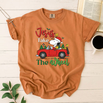 Jesus Takes The Wheel Snoopy Comfort Color T-Shirt