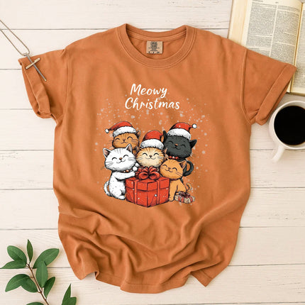 Comfort Colors Happy Meowy Christmas T-Shirt