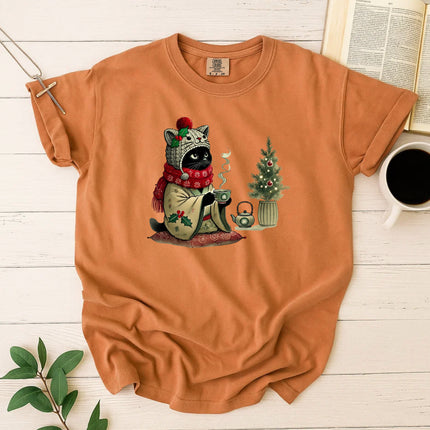 Comfort Colors Cozy Cat With Tea T-Shirt