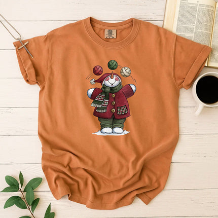 Comfort Colors Juggling Snowman Christmas T-Shirt