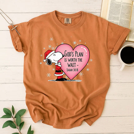 God's Plan Is Worth The Wait Snoopy Comfort Color T-Shirt