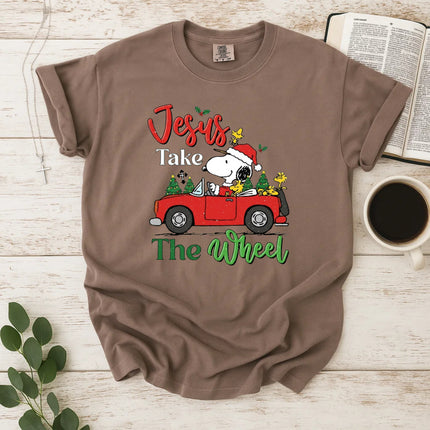 Jesus Takes The Wheel Snoopy Comfort Color T-Shirt