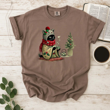 Comfort Colors Cozy Cat With Tea T-Shirt
