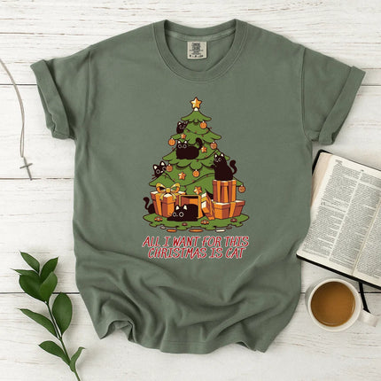 Comfort Colors All I Want for This Christmas Is Cat T-Shirt