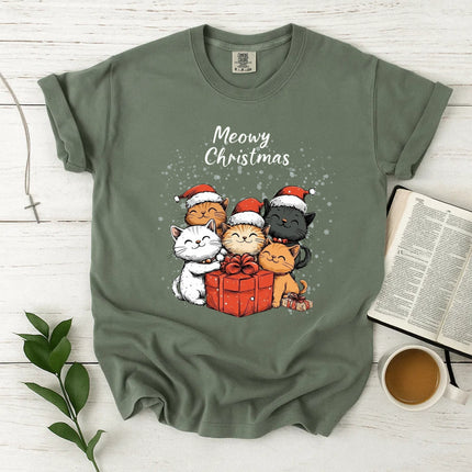 Comfort Colors Happy Meowy Christmas T-Shirt
