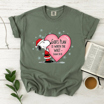 God's Plan Is Worth The Wait Snoopy Comfort Color T-Shirt