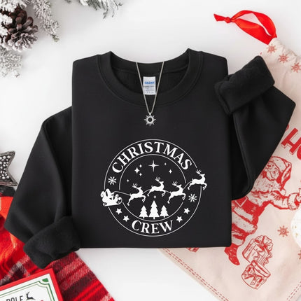Christmas Crew Santa's Reindeer Sleigh Christmas Gildan Sweatshirt for Adults