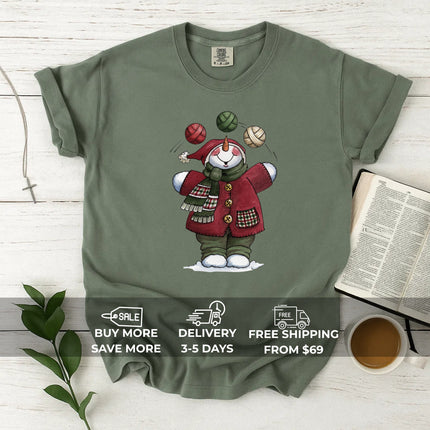 Comfort Colors Juggling Snowman Christmas T-Shirt