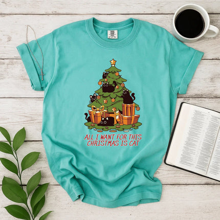Comfort Colors All I Want for This Christmas Is Cat T-Shirt