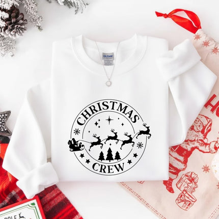 Christmas Crew Santa's Reindeer Sleigh Christmas Gildan Sweatshirt for Adults