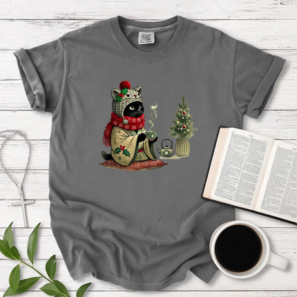 Comfort Colors Cozy Cat With Tea T-Shirt