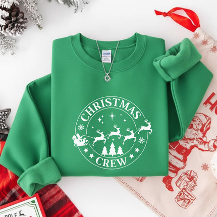 Christmas Crew Santa's Reindeer Sleigh Christmas Gildan Sweatshirt for Adults