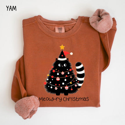 Comfort Colors Meow-ry Christmas Sweatshirt