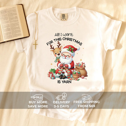 Comfort Colors Knitting Santa T-Shirt
