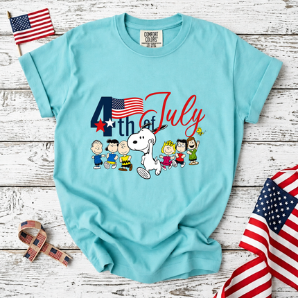 Comfort Colors 4th of July Patriotic Snoopy Friends Parade T-Shirt