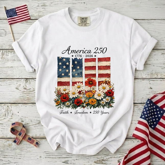 Comfort Colors America 250 Faith & Freedom Floral T-Shirt