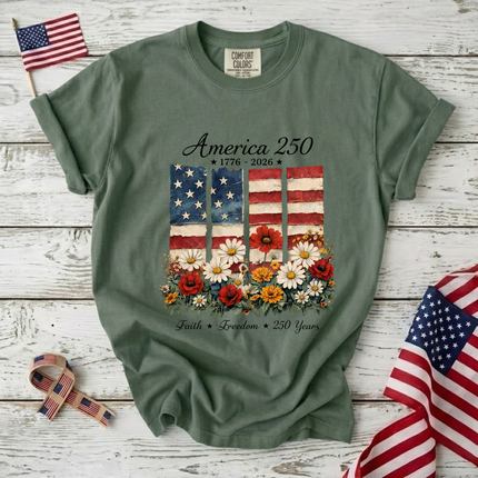 Comfort Colors America 250 Faith & Freedom Floral T-Shirt