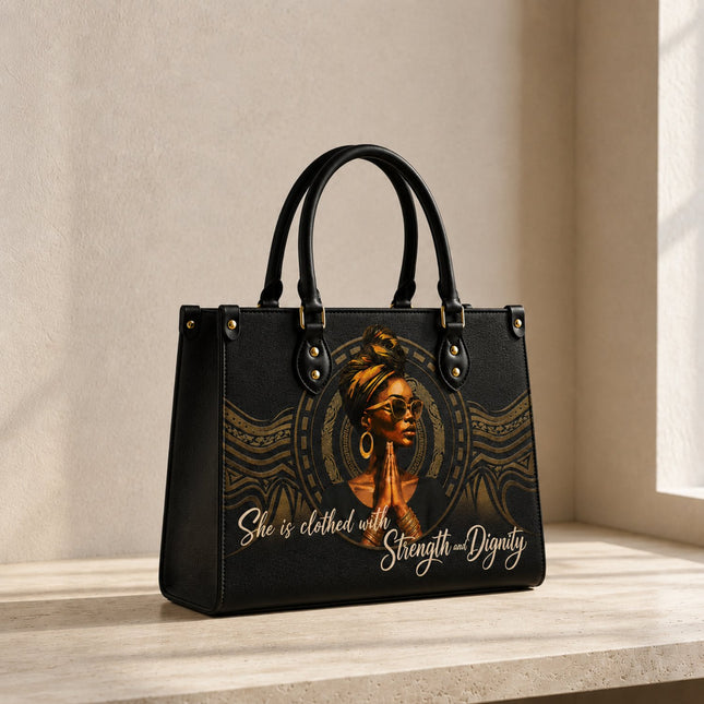 Christian Strength and Dignity Leather Handbag