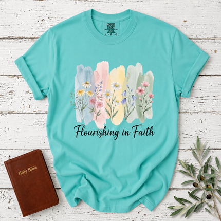 Comfort Colors Flourishing In Faith Watercolor T-Shirt