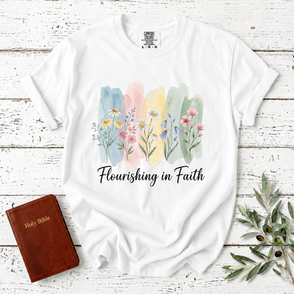 Comfort Colors Flourishing In Faith Watercolor T-Shirt