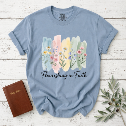Comfort Colors Flourishing In Faith Watercolor T-Shirt