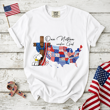 Comfort Colors One Nation Under God Christian Patriotic Map T-Shirt