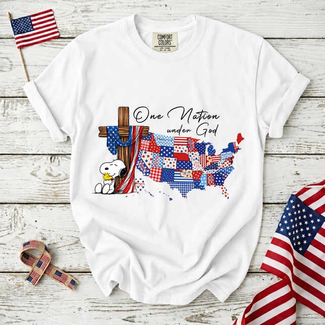 Comfort Colors One Nation Under God Christian Patriotic Map T-Shirt