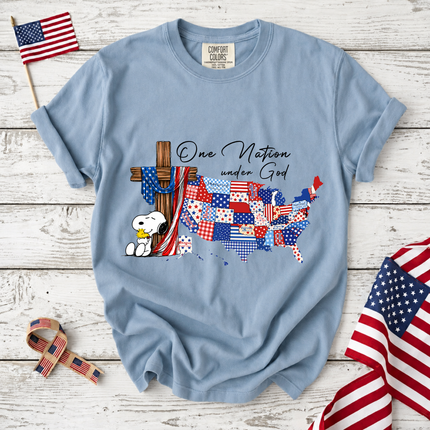 Comfort Colors One Nation Under God Christian Patriotic Map T-Shirt