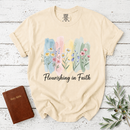 Comfort Colors Flourishing In Faith Watercolor T-Shirt
