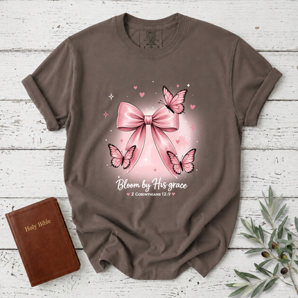 Comfort Colors Bloom by His Grace Coquette Bow T-Shirt