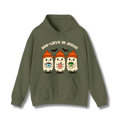 Boo-live in Jesus Cute Ghost Gildan Hoodie