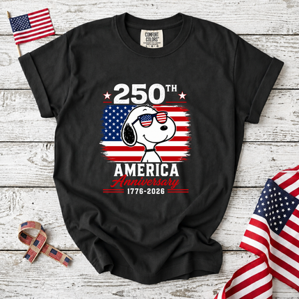 Comfort Colors 250th America Anniversary Patriotic Snoopy Sunglasses T-Shirt