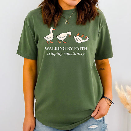Comfort Colors Walking by Faith Tripping Constantly T-Shirt