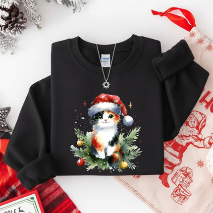 Watercolors Cat Christmas Sweatshirt