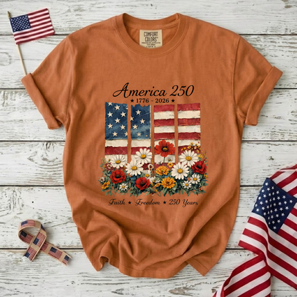 Comfort Colors America 250 Faith & Freedom Floral T-Shirt