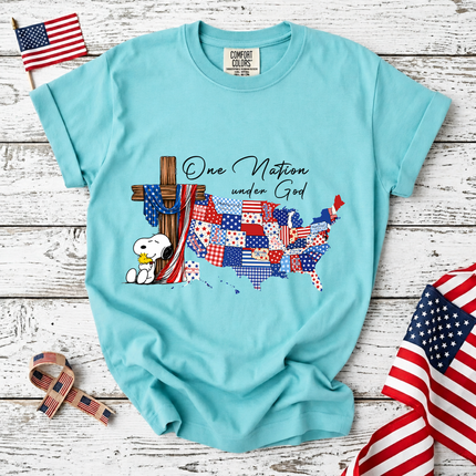 Comfort Colors One Nation Under God Christian Patriotic Map T-Shirt